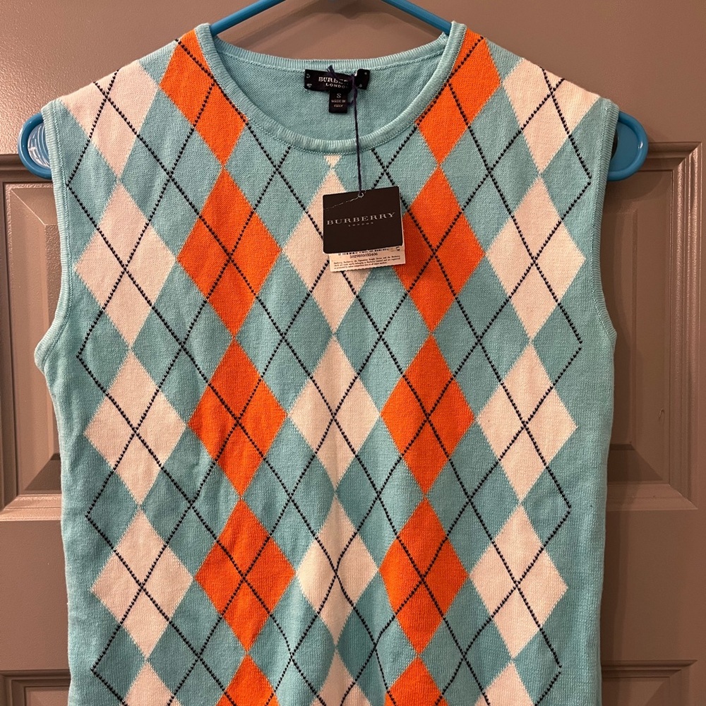 Burberry Argyle Knit Sweater Vest S - NWT